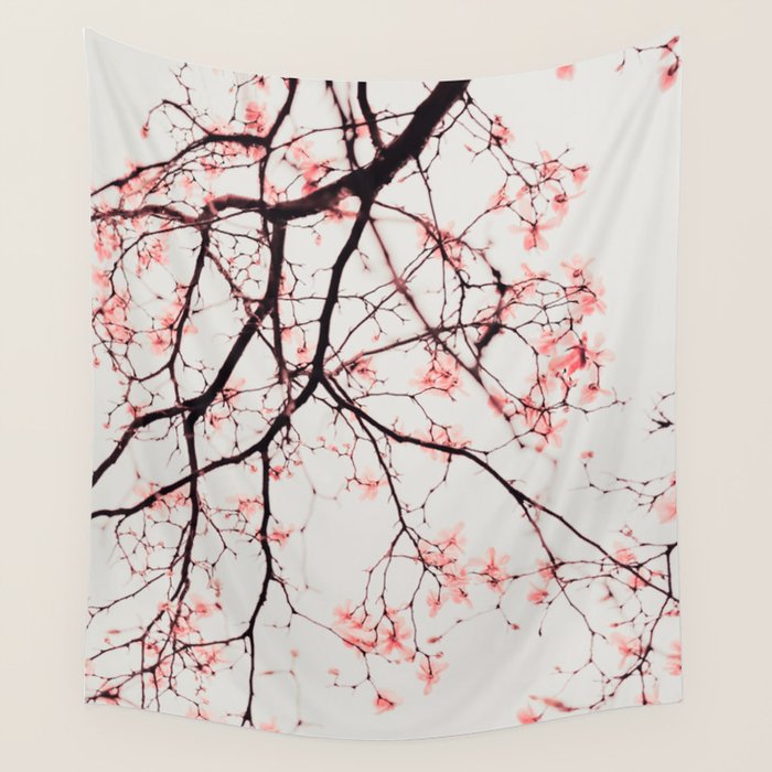 Magnolia Flowers - Pink spring blossoms Wall Tapestry Gallery Image 4