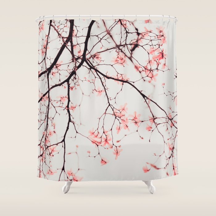 Magnolia Flowers - Pink spring blossoms Shower Curtain Gallery Image 1
