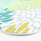 Floral Prints, Teal, Turquoise and Yellow Bath Mat Gallery Image 3