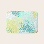 Floral Prints, Teal, Turquoise and Yellow Bath Mat Gallery Image 1