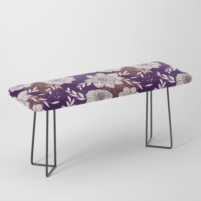 Dahlia Flowers Pattern - Purple and Yellow Bench Gallery Image 1