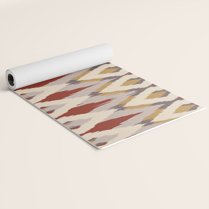 Boho Geometric, Ikat Pattern, Red, Blue, Yellow Yoga Mat Gallery Image 2