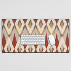 Boho Geometric, Ikat Pattern, Red, Blue, Yellow Desk Mat Gallery Image 1