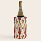 Boho Geometric, Ikat Pattern, Red, Blue, Yellow Wine Chiller Gallery Image 2