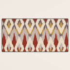 Boho Geometric, Ikat Pattern, Red, Blue, Yellow Desk Mat Gallery Image 3