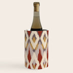 Boho Geometric, Ikat Pattern, Red, Blue, Yellow Wine Chiller Gallery Image 3