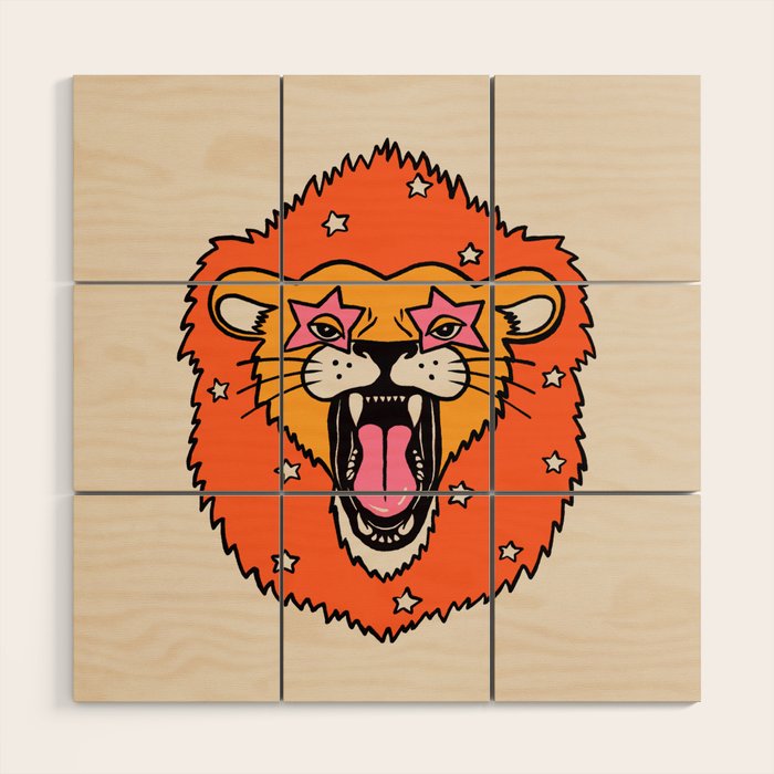 Lion Wood Wall Art Gallery Image 1