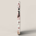 Watercolor Field Flowers and Leaves Pink Blush Cream All Over iPhone Case Gallery Image 2
