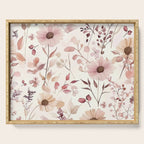 Watercolor Field Flowers and Leaves Pink Blush Cream All Over Serving Tray Gallery Image 1
