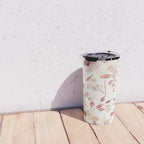 Watercolor Field Flowers and Leaves Pink Blush Cream All Over Travel Mug Gallery Image 4