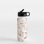Watercolor Field Flowers and Leaves Pink Blush Cream All Over Water Bottle Gallery Image 1
