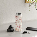 Watercolor Field Flowers and Leaves Pink Blush Cream All Over Water Bottle Gallery Image 4