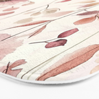 Watercolor Field Flowers and Leaves Pink Blush Cream All Over Bath Mat Gallery Image 3