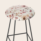 Watercolor Field Flowers and Leaves Pink Blush Cream All Over Stool Gallery Image 2