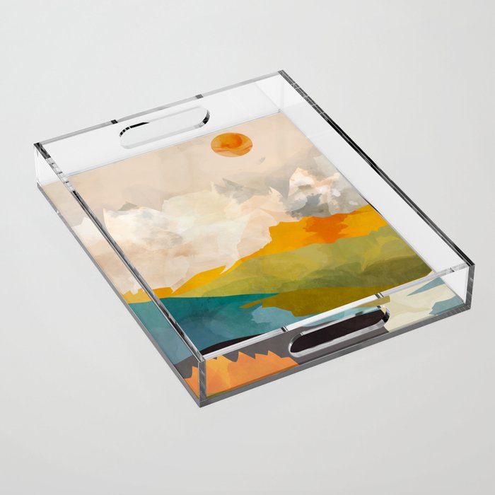 landscape mountains abstract minimal art Acrylic Tray Gallery Image 1