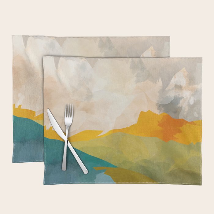 landscape mountains abstract minimal art Placemat Gallery Image 1