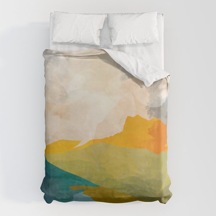 landscape mountains abstract minimal art Duvet Cover Gallery Image 1