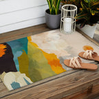 landscape mountains abstract minimal art Outdoor Rug Gallery Image 2