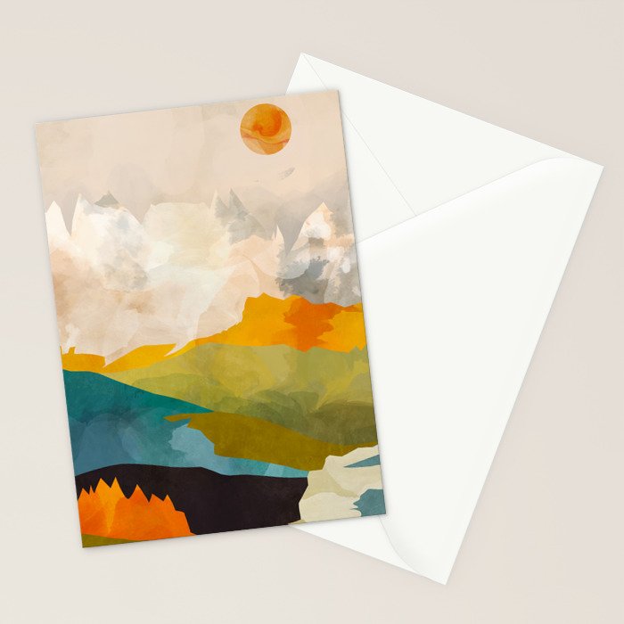 landscape mountains abstract minimal art Stationery Card Gallery Image 2