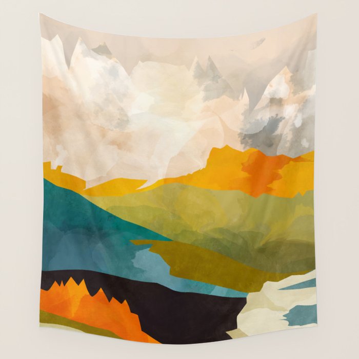 landscape mountains abstract minimal art Wall Tapestry Gallery Image 4