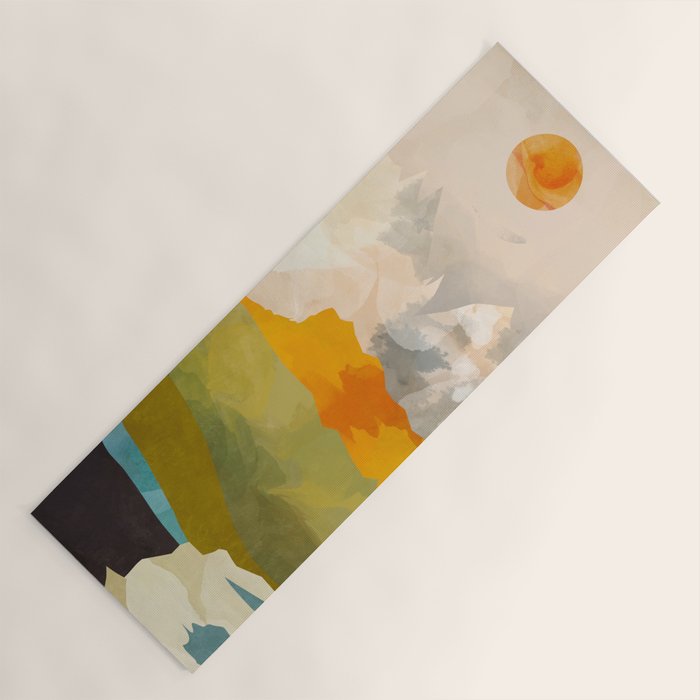 landscape mountains abstract minimal art Yoga Mat Gallery Image 1