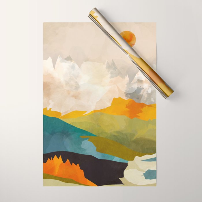 landscape mountains abstract minimal art Wrapping Paper Gallery Image 1