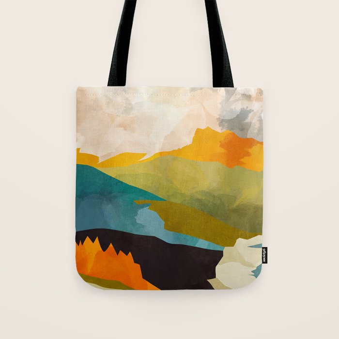 landscape mountains abstract minimal art Tote Bag Gallery Image 1