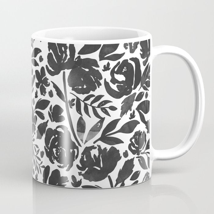 Simple black and white flower garden Coffee Mug Gallery Image 1