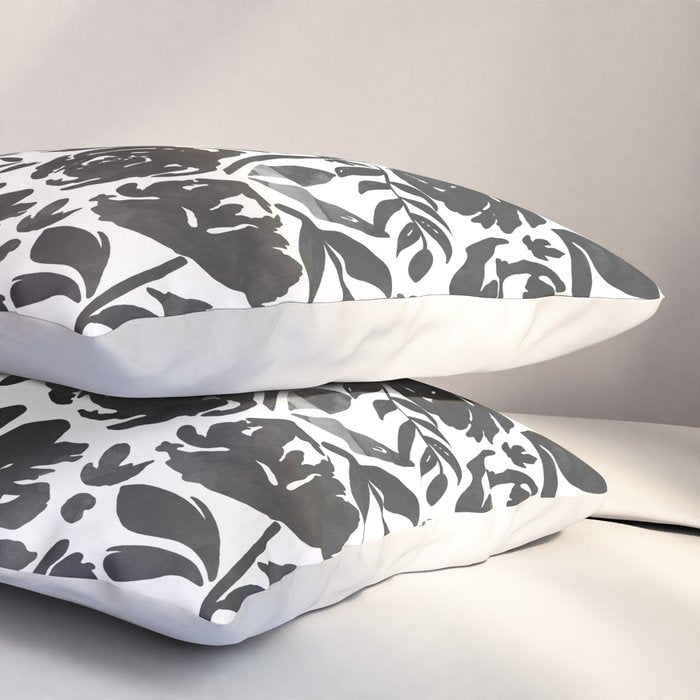 Simple black and white flower garden Pillow Sham Gallery Image 3