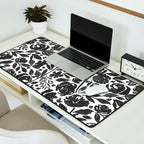 Simple black and white flower garden Desk Mat Gallery Image 2
