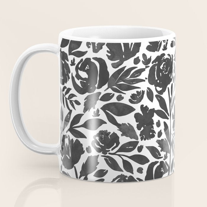 Simple black and white flower garden Coffee Mug Gallery Image 3
