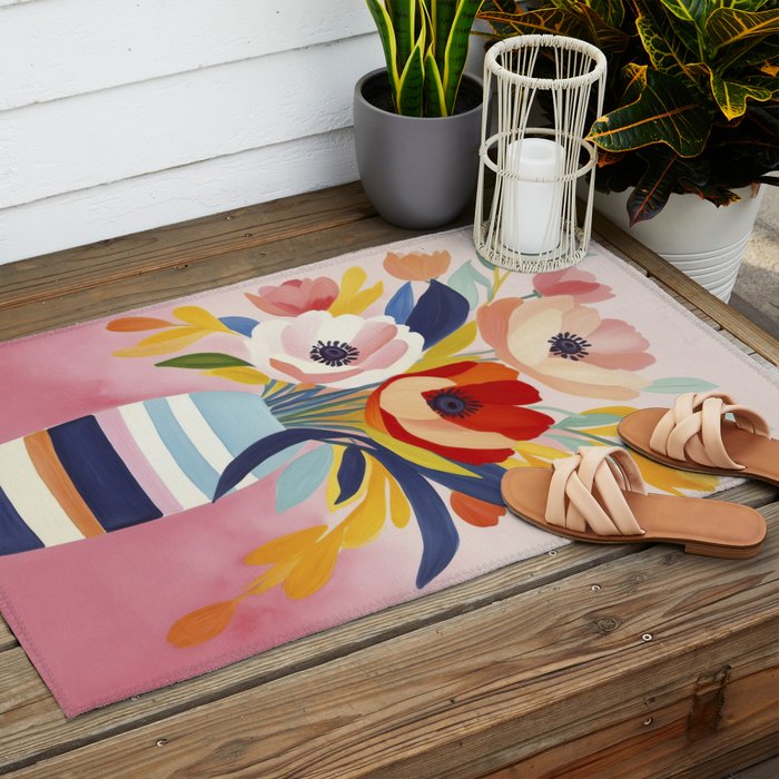 June Petals Happy Summer Bouquet Outdoor Rug Gallery Image 2