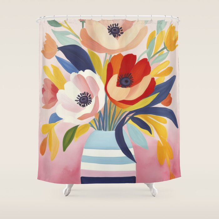 June Petals Happy Summer Bouquet Shower Curtain Gallery Image 1