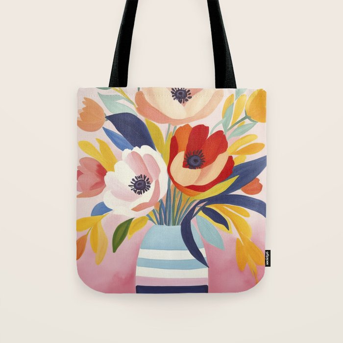 June Petals Happy Summer Bouquet Tote Bag Gallery Image 1