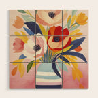 June Petals Happy Summer Bouquet Wood Wall Art Gallery Image 1