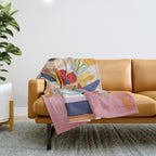 June Petals Happy Summer Bouquet Throw Blanket Gallery Image 1