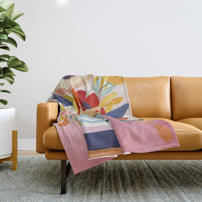 June Petals Happy Summer Bouquet Throw Blanket Gallery Image 1