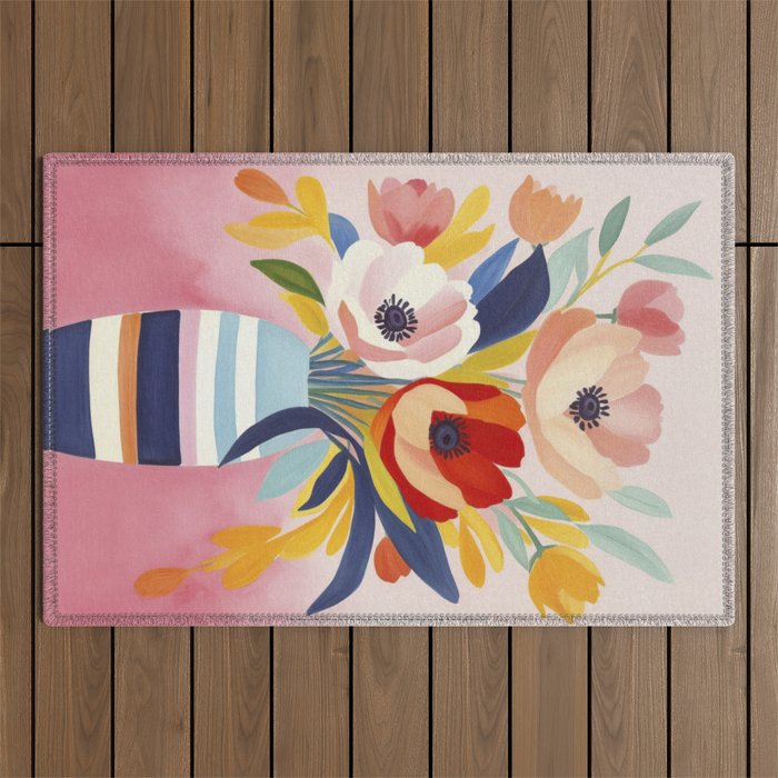 June Petals Happy Summer Bouquet Outdoor Rug Gallery Image 1