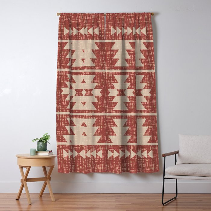 Southwestern Pattern 135 Sienna and Beige Window Curtain Gallery Image 1