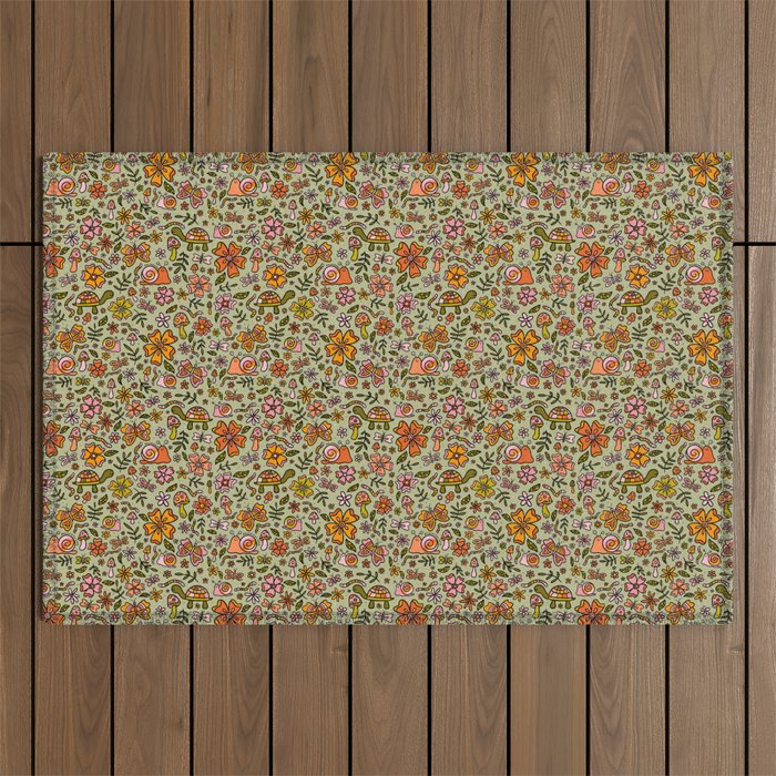 Spring Snail Print Outdoor Rug Gallery Image 1