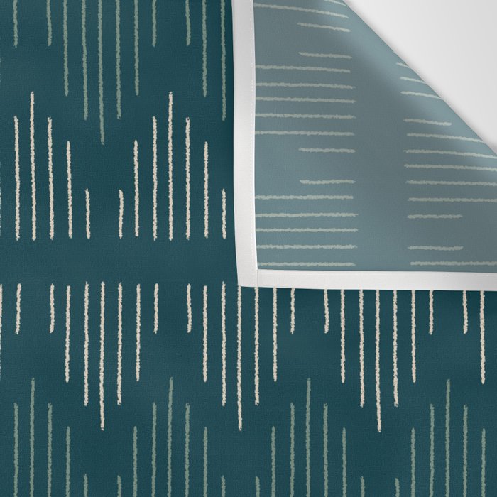 Minimalist Mudcloth 3 in Cream and Olive on Teal Wall Tapestry Gallery Image 3
