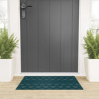 Minimalist Mudcloth 3 in Cream and Olive on Teal Welcome Mat Gallery Image 3