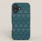 Minimalist Mudcloth 3 in Cream and Olive on Teal iPhone Case Gallery Image 1