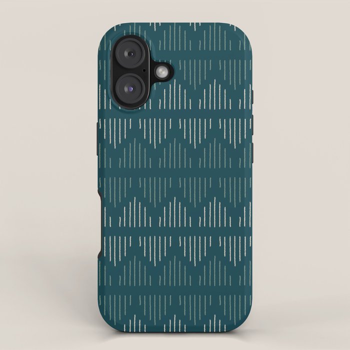 Minimalist Mudcloth 3 in Cream and Olive on Teal iPhone Case Gallery Image 1