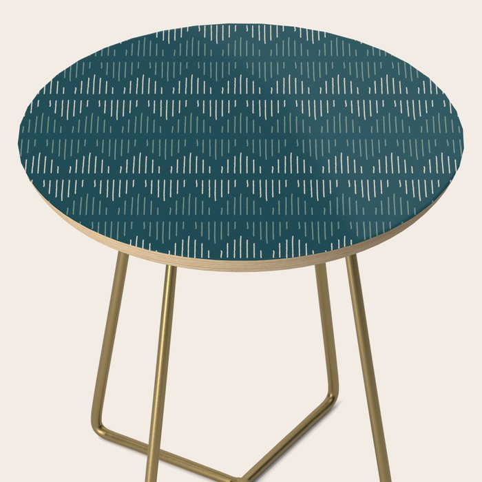 Minimalist Mudcloth 3 in Cream and Olive on Teal Side Table Gallery Image 2