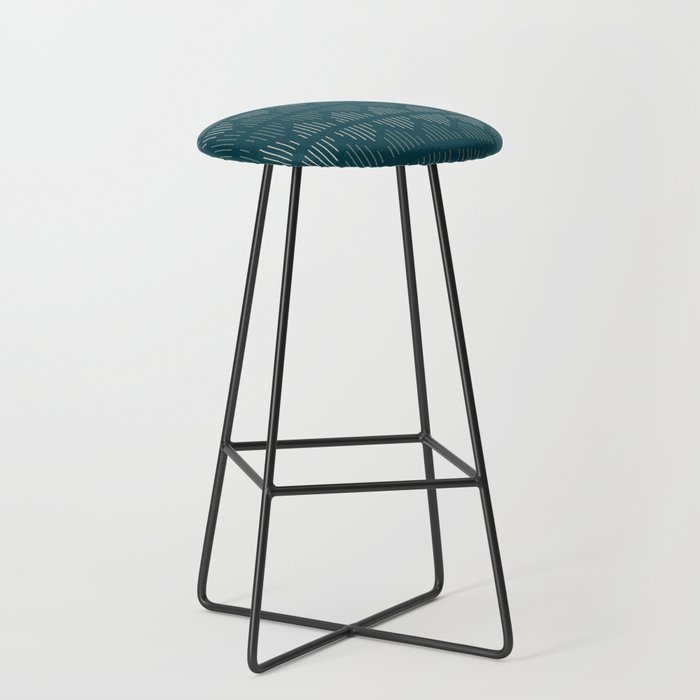 Minimalist Mudcloth 3 in Cream and Olive on Teal Stool Gallery Image 1