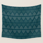 Minimalist Mudcloth 3 in Cream and Olive on Teal Wall Tapestry Gallery Image 4