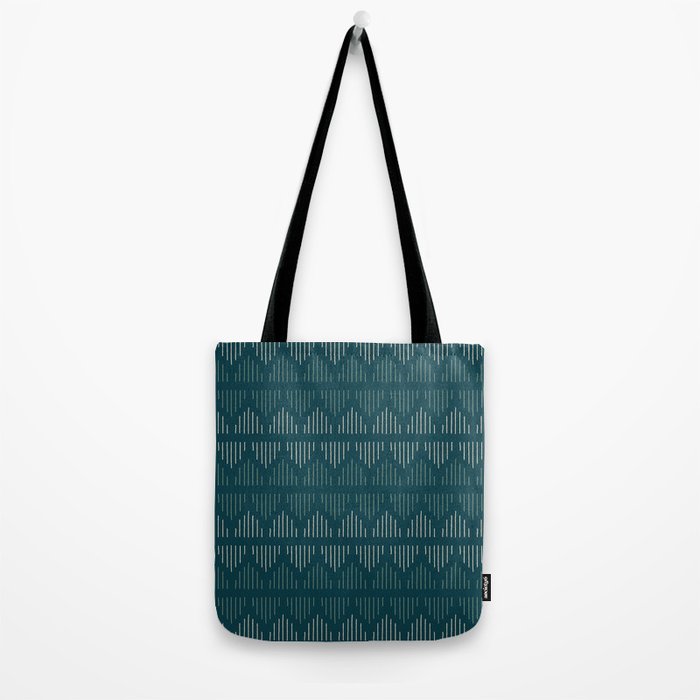 Minimalist Mudcloth 3 in Cream and Olive on Teal Tote Bag Gallery Image 2