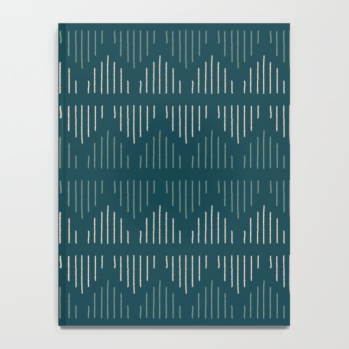 Minimalist Mudcloth 3 in Cream and Olive on Teal Notebook Gallery Image 4