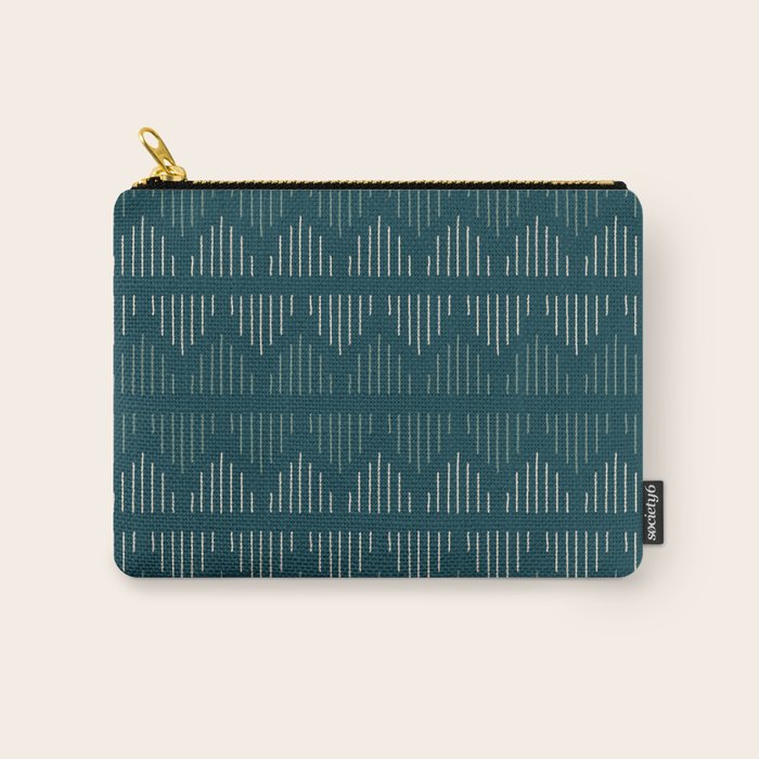 Minimalist Mudcloth 3 in Cream and Olive on Teal Carry All Pouch Gallery Image 1